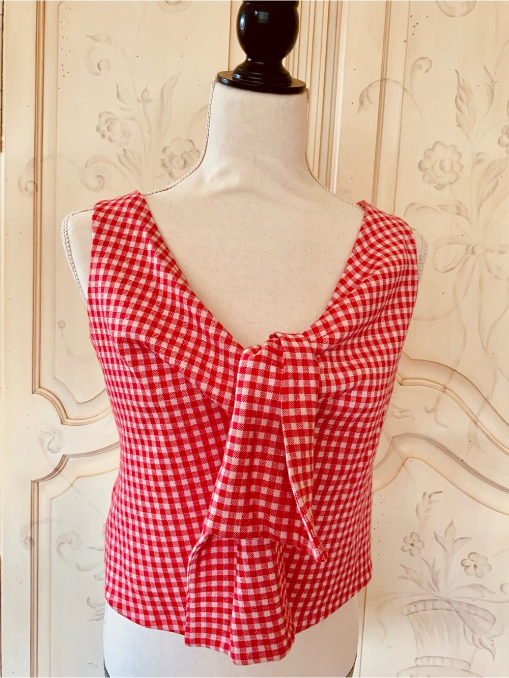 Anthropologie Eva Franco Gingham Top Bow Detail NWT - Picture 2 of 10